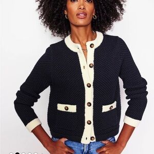 Boden Navy and White Cardigan